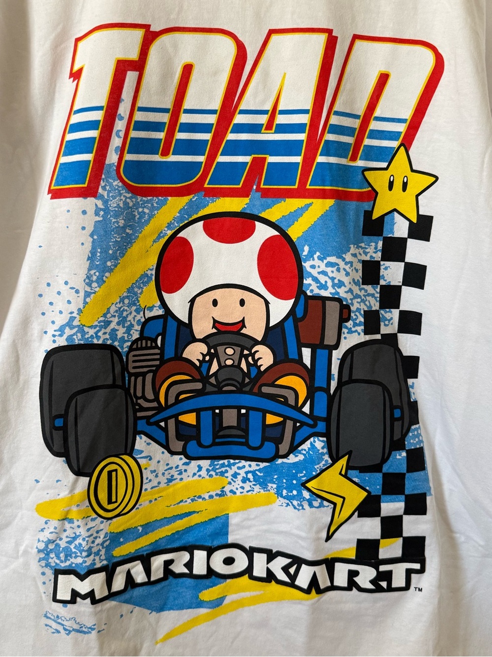 HYBRID APPAREL Mario Kart Toad Graphic Print White T-Shirt Size XL NWOT